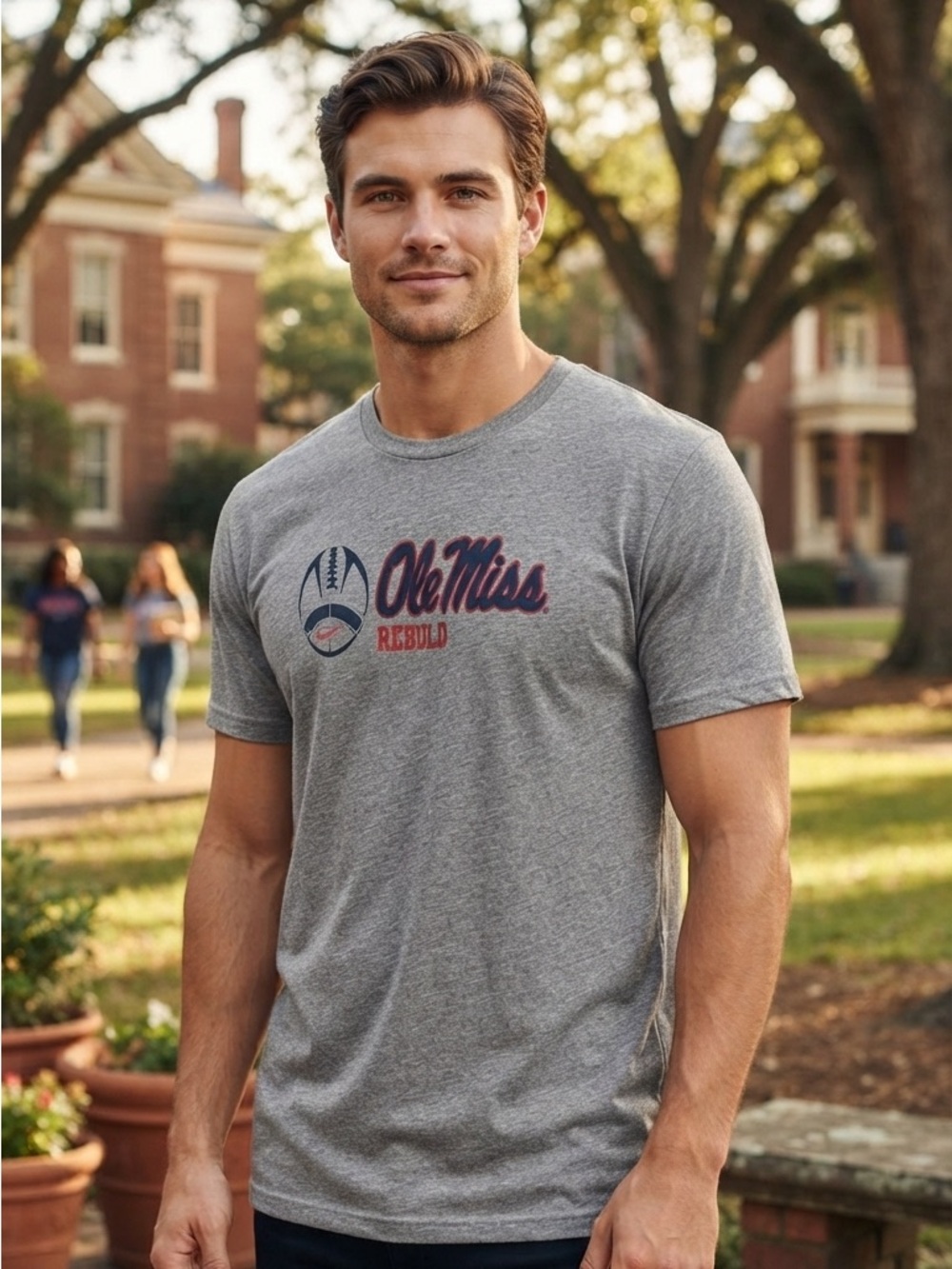 Ole Miss Gray Short-Sleeve Graphic Tee